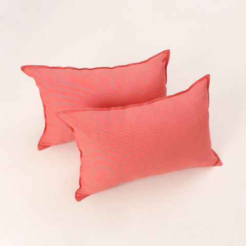 Peach - set of 2 kantha stitch cotton pillow covers 25