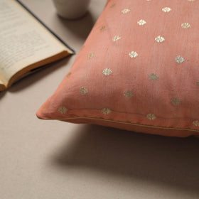 Peach - silk banarasi cushion cover with zari work 01