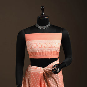 Peach - silk cotton cutwork buti banarasi saree 56