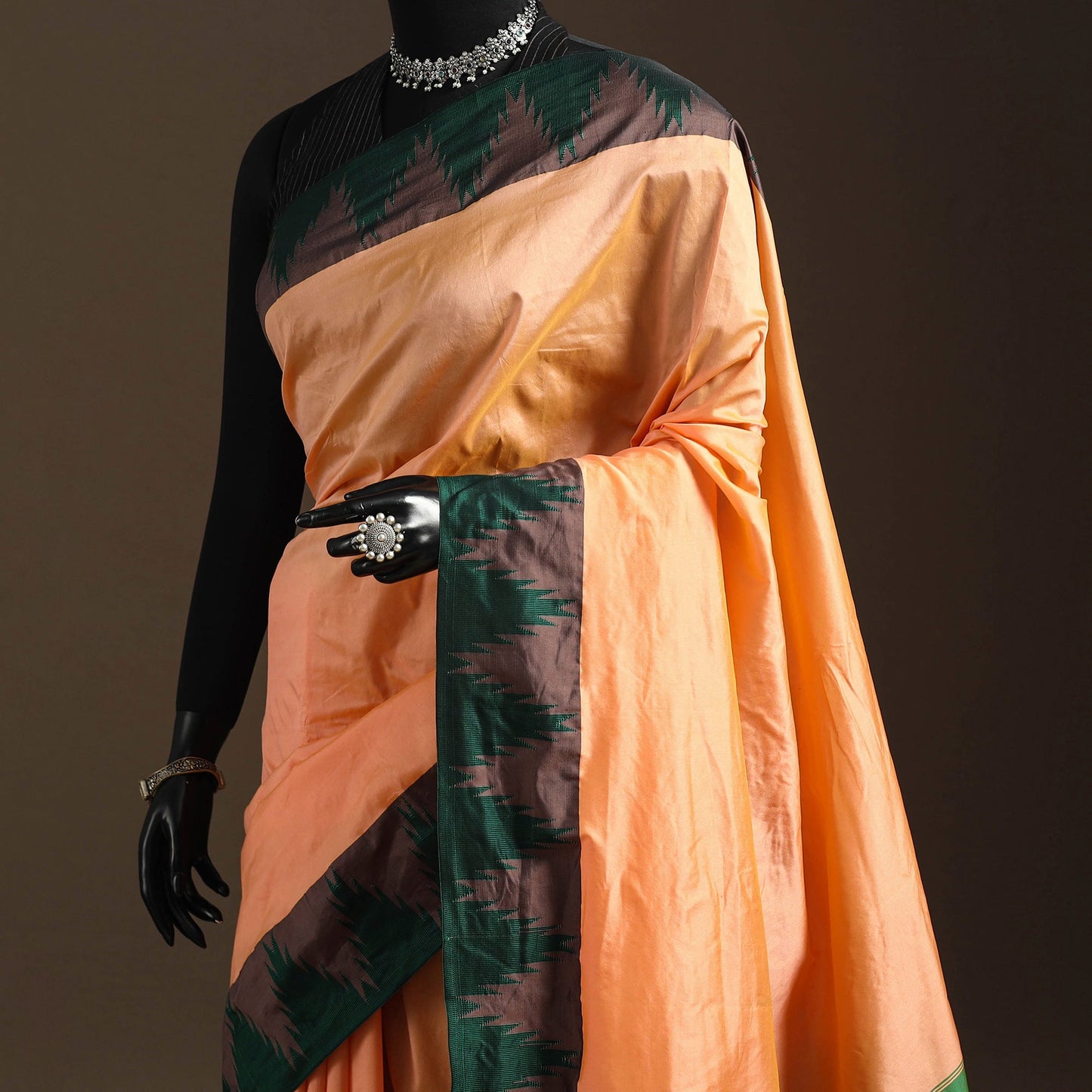 Silk ilkal saree with temple border 13 - handcrafted