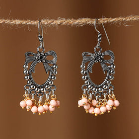 Peach Sivaangi German Silver Beaded Earrings