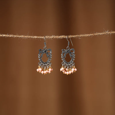 Peach Sivaangi German Silver Beaded Earrings