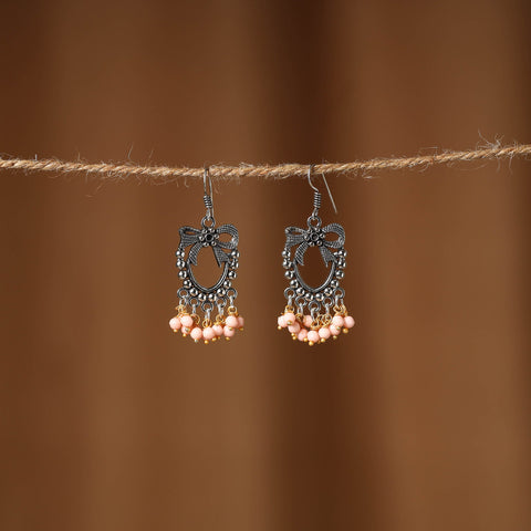 Peach Sivaangi German Silver Beaded Earrings