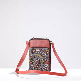 Peach Sling Bag - Handpainted Kalamkari Natural Dyed Ghicha Silk