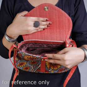 Peach Sling Bag - Handpainted Kalamkari Natural Dyed Ghicha Silk