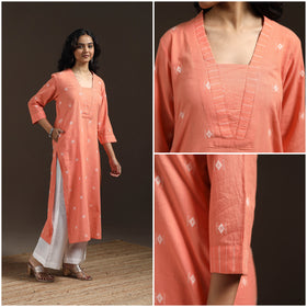 Straight cotton jacquard kurta for women 10 - handcrafted