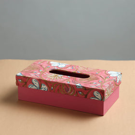 Peach Sukriti Handmade Block Printed Fabric Tissue Box 