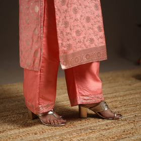 Peach - tanchoi silk cotton banarasi kurta set for women