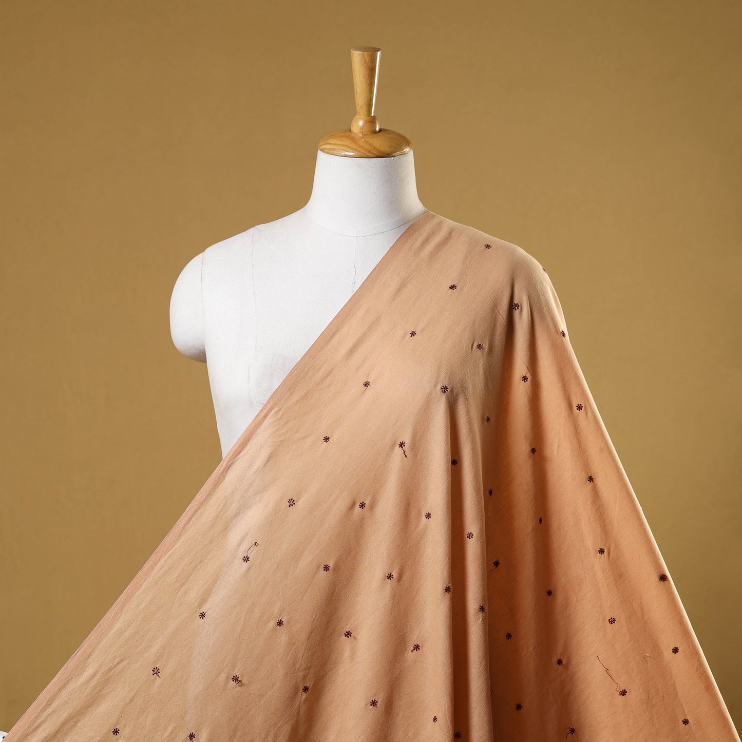 Beige Thread Buti Cotton Plain Fabric