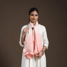 Buy Peach Tie & Dye Gajji Silk Shibori Stole