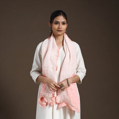 Buy Peach Tie & Dye Gajji Silk Shibori Stole