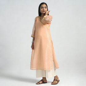 Buy Traditional Maheshwari Handloom Silk Cotton Tissue Zari Work Kurta with Dupatta Set Online at iTokri.com