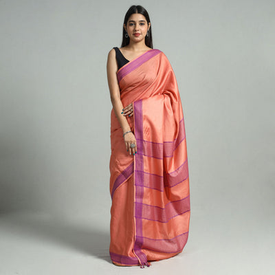  Vidarbha Bamboo Tussar Cotton Dobby Border Handloom Saree 07 Online 