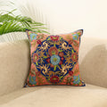 Peach Wool Thread Crewel Embroidery Cushion Cover