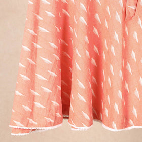 Peach Wrap Around Cotton Pochampally Ikat Skirt