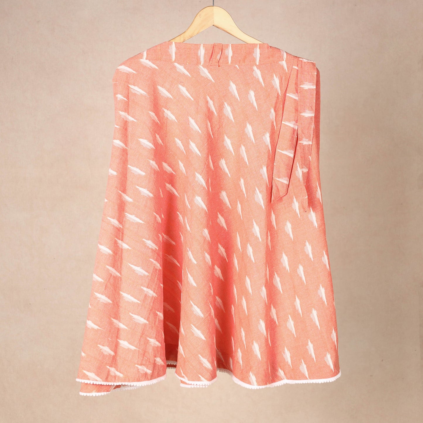 Peach Wrap Around Cotton Pochampally Ikat Skirt