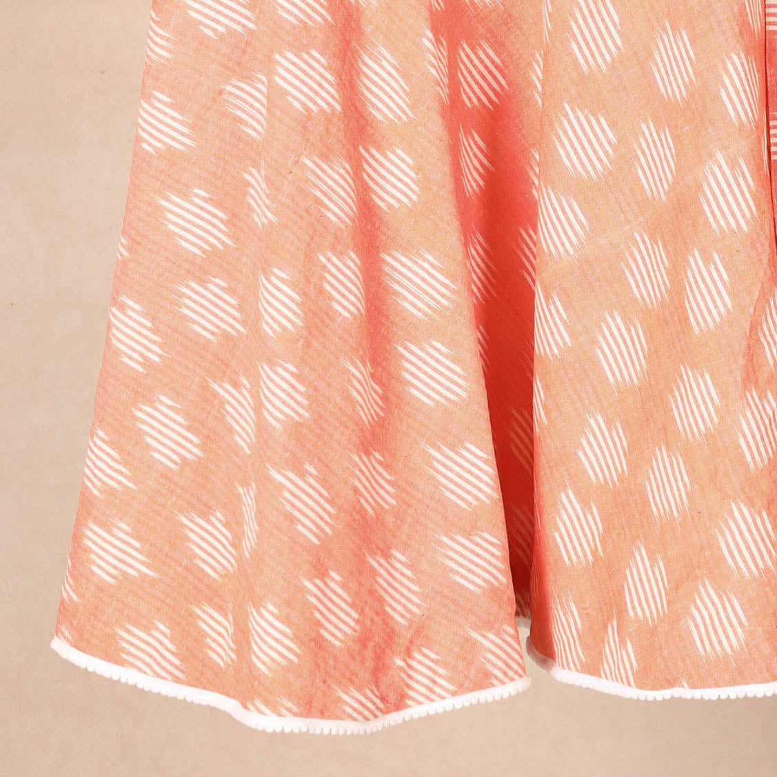 Peach Wrap Around Cotton Pochampally Ikat Skirt