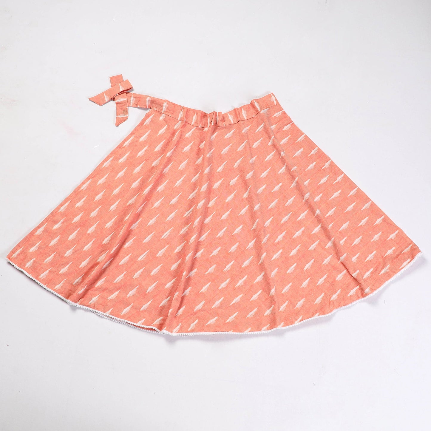 Peach Wrap Around Cotton Pochampally Ikat Skirt