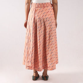 Peach Wrap Around Cotton Pochampally Ikat Skirt