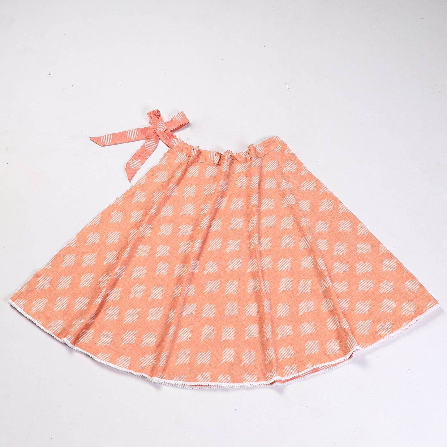 Peach Wrap Around Cotton Pochampally Ikat Skirt