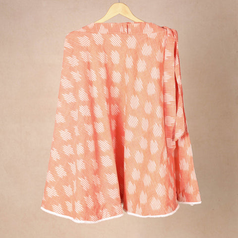 Peach Wrap Around Cotton Pochampally Ikat Skirt
