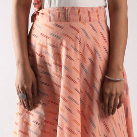 Peach Wrap Around Cotton Pochampally Ikat Skirt