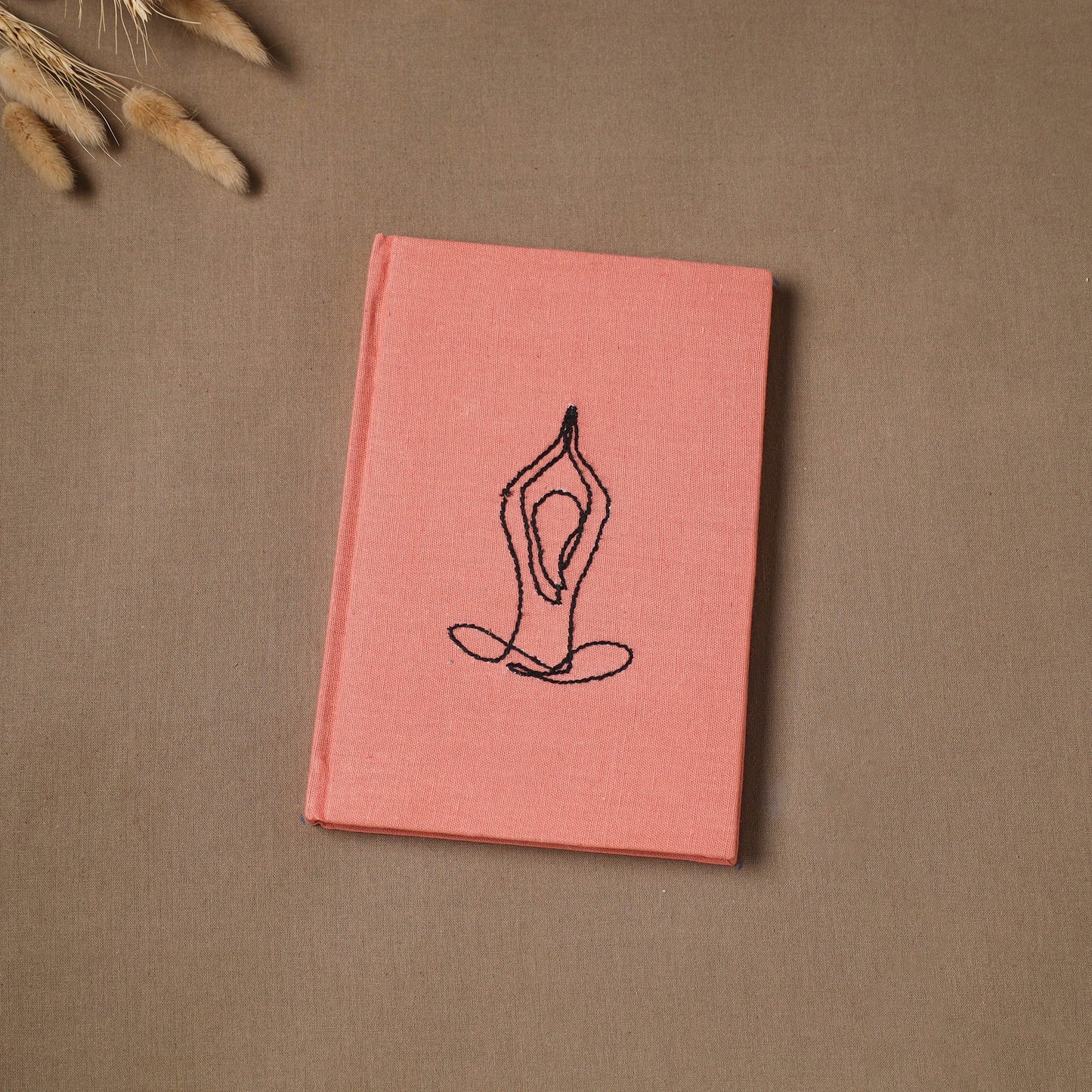 Yoga hand embroidered fabric cover handmade paper journal