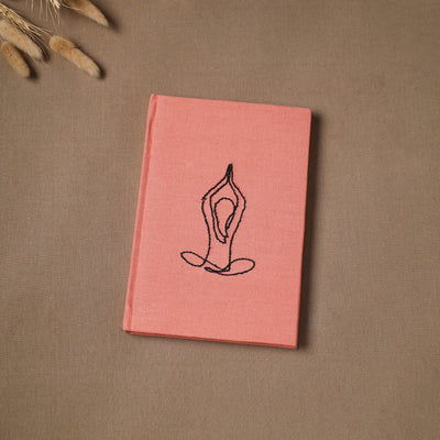 Yoga hand embroidered fabric cover handmade paper journal