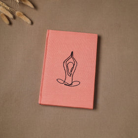 Yoga hand embroidered fabric cover handmade paper journal