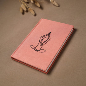 Yoga hand embroidered fabric cover handmade paper journal