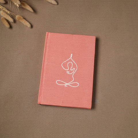 Yoga hand embroidered fabric cover handmade paper journal