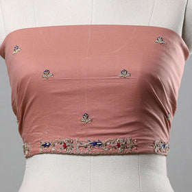 Peach - zardozi hand embroidery cotton plain blouse piece