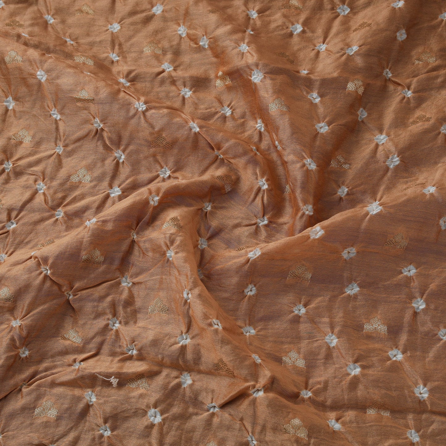 Zari buti silk tie-dye bandhani fabric 08 - handcrafted