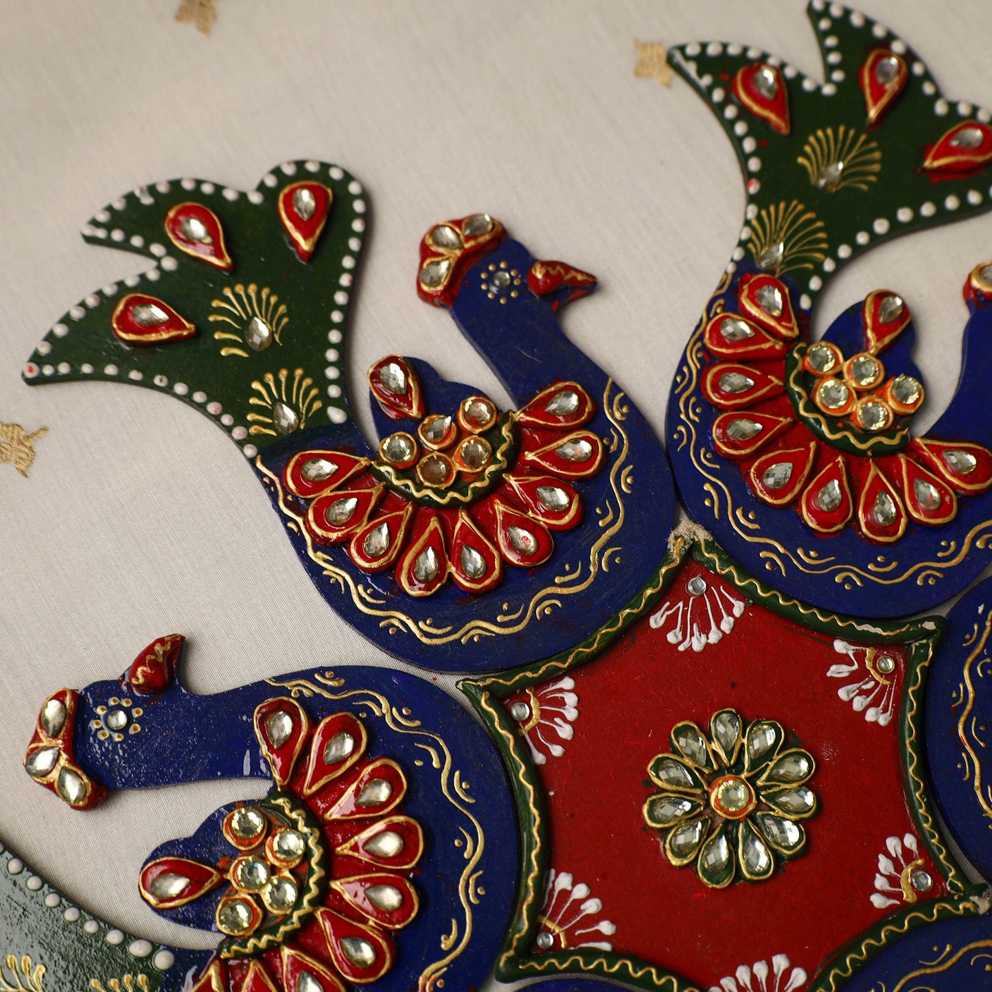 Peackock - diwali decor handpainted wooden rangoli 09