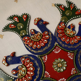 Peackock - diwali decor handpainted wooden rangoli 09