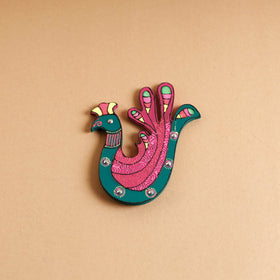  Peacock - Abstract Pastel Handpainted Wooden Magnet 