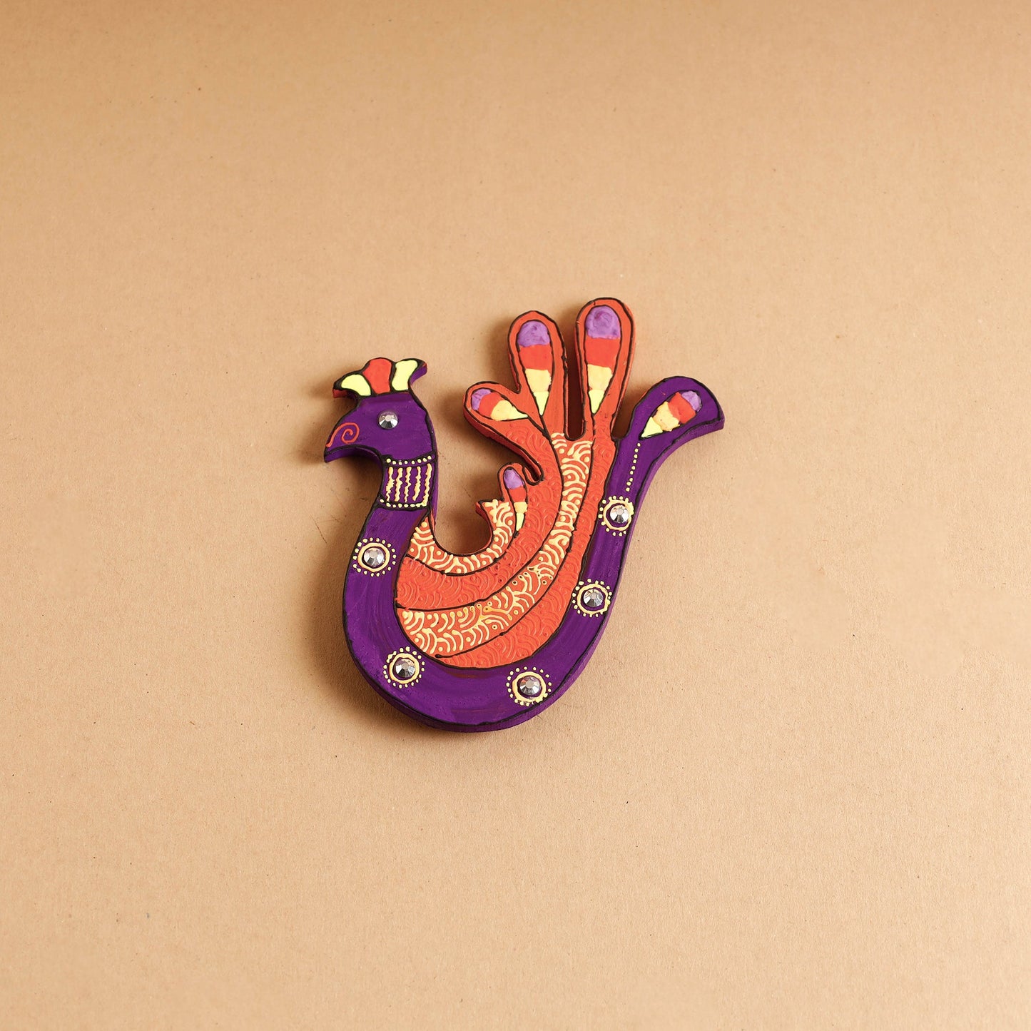  Peacock - Abstract Pastel Handpainted Wooden Magnet 