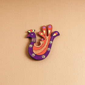  Peacock - Abstract Pastel Handpainted Wooden Magnet 