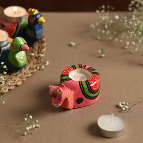  Banaras Handpainted Wooden Candle Holder 