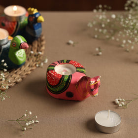  Banaras Handpainted Wooden Candle Holder 