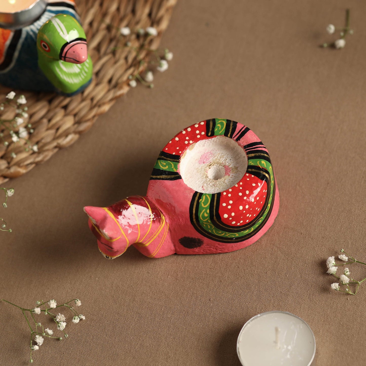  Banaras Handpainted Wooden Candle Holder 