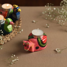  Banaras Handpainted Wooden Candle Holder 
