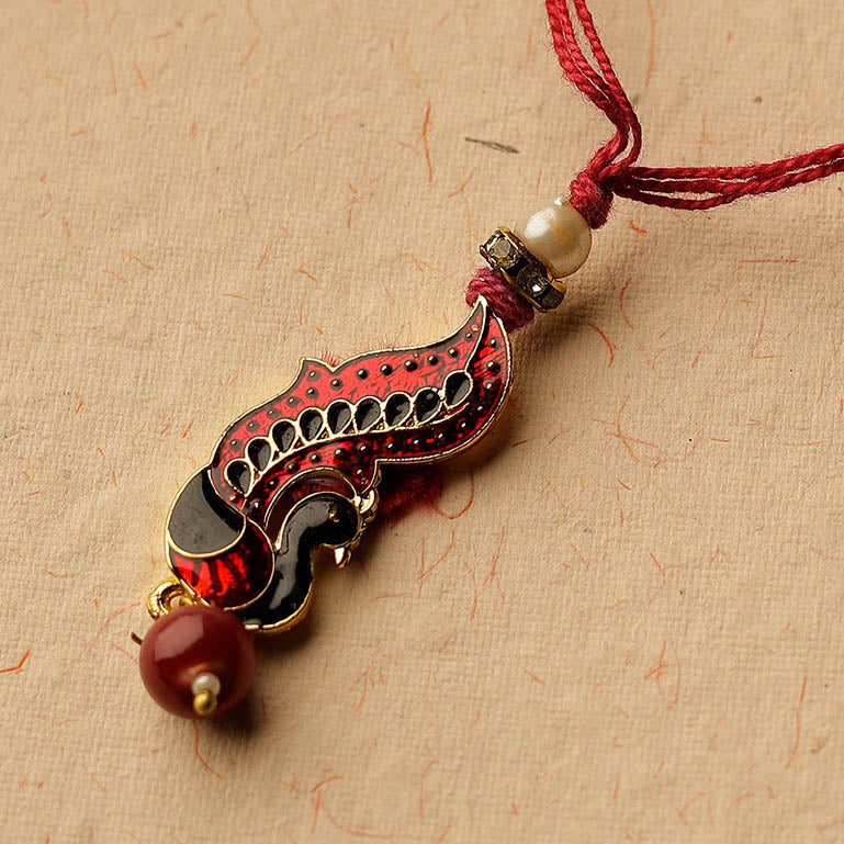  Handmade Meenakari Enamel Metal Bead Lumba Rakhi 88 