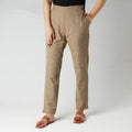 Peanut brown - flex cotton tapered casual pant for women