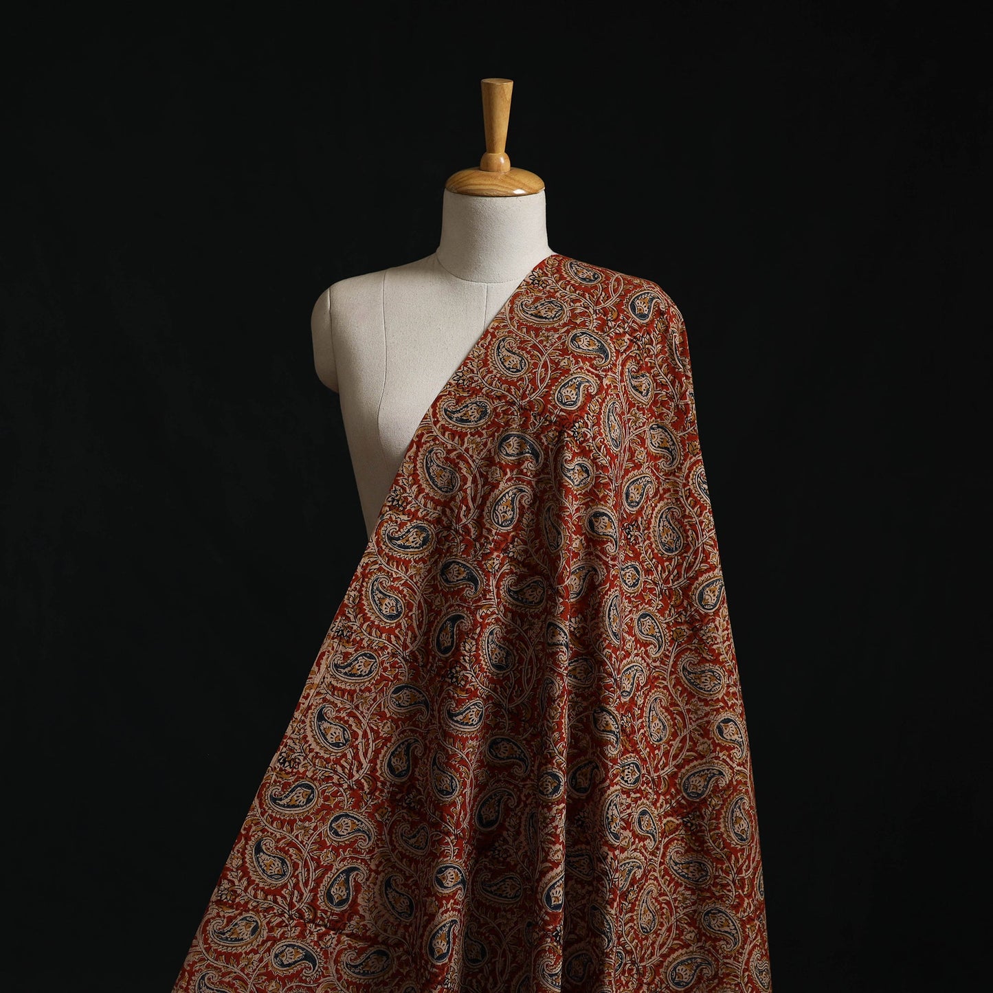 Pedana block print natural dyed cotton kalamkari fabric 02