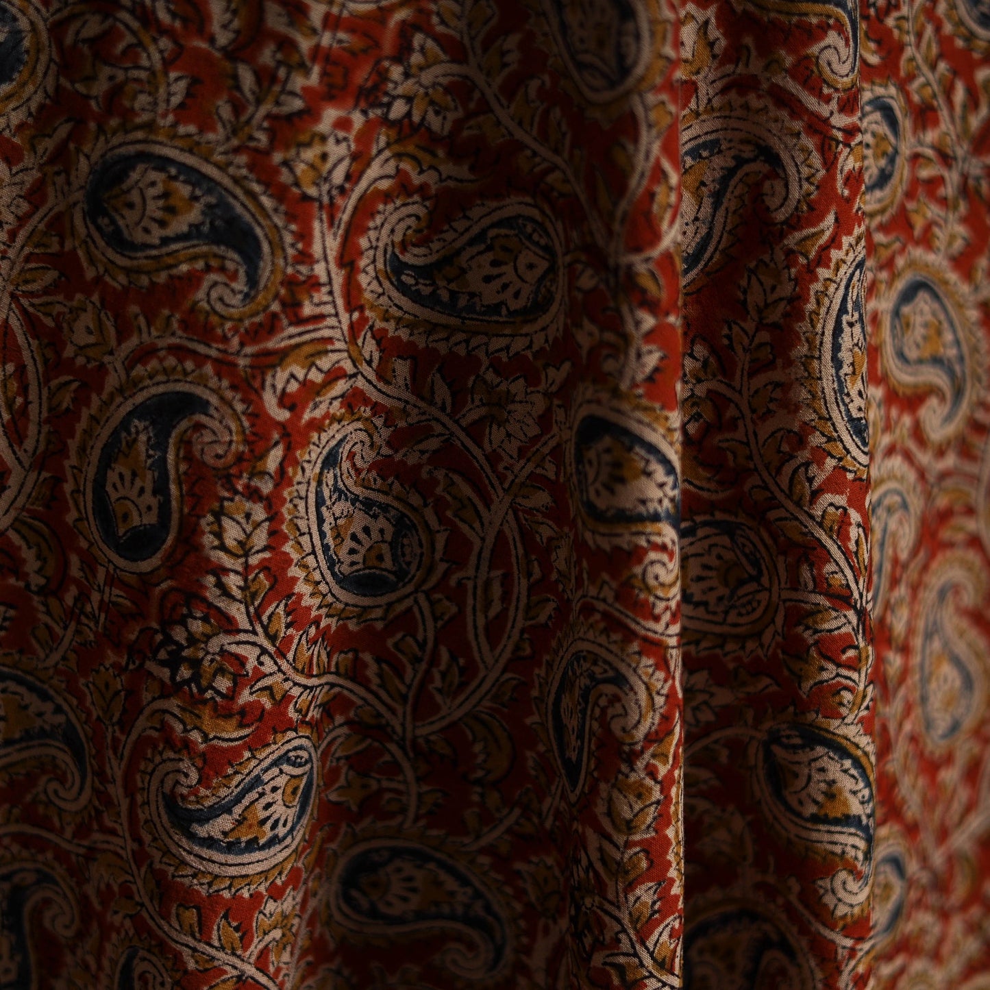 Pedana block print natural dyed cotton kalamkari fabric 02