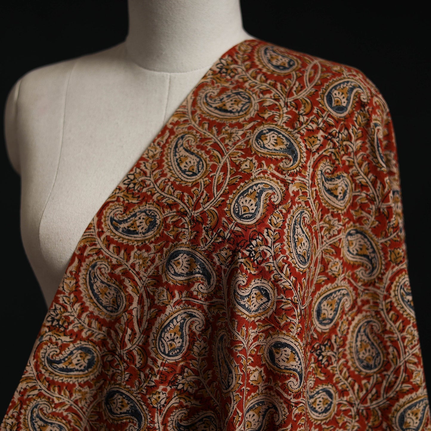 Pedana block print natural dyed cotton kalamkari fabric 02