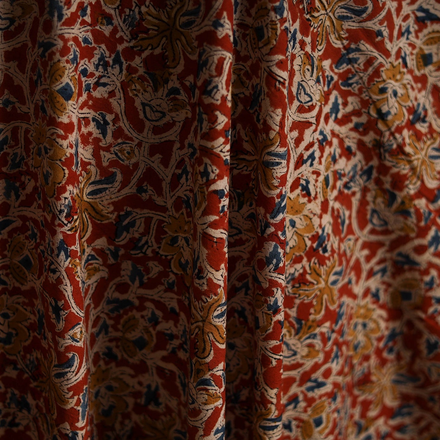 Pedana block print natural dyed cotton kalamkari fabric 07