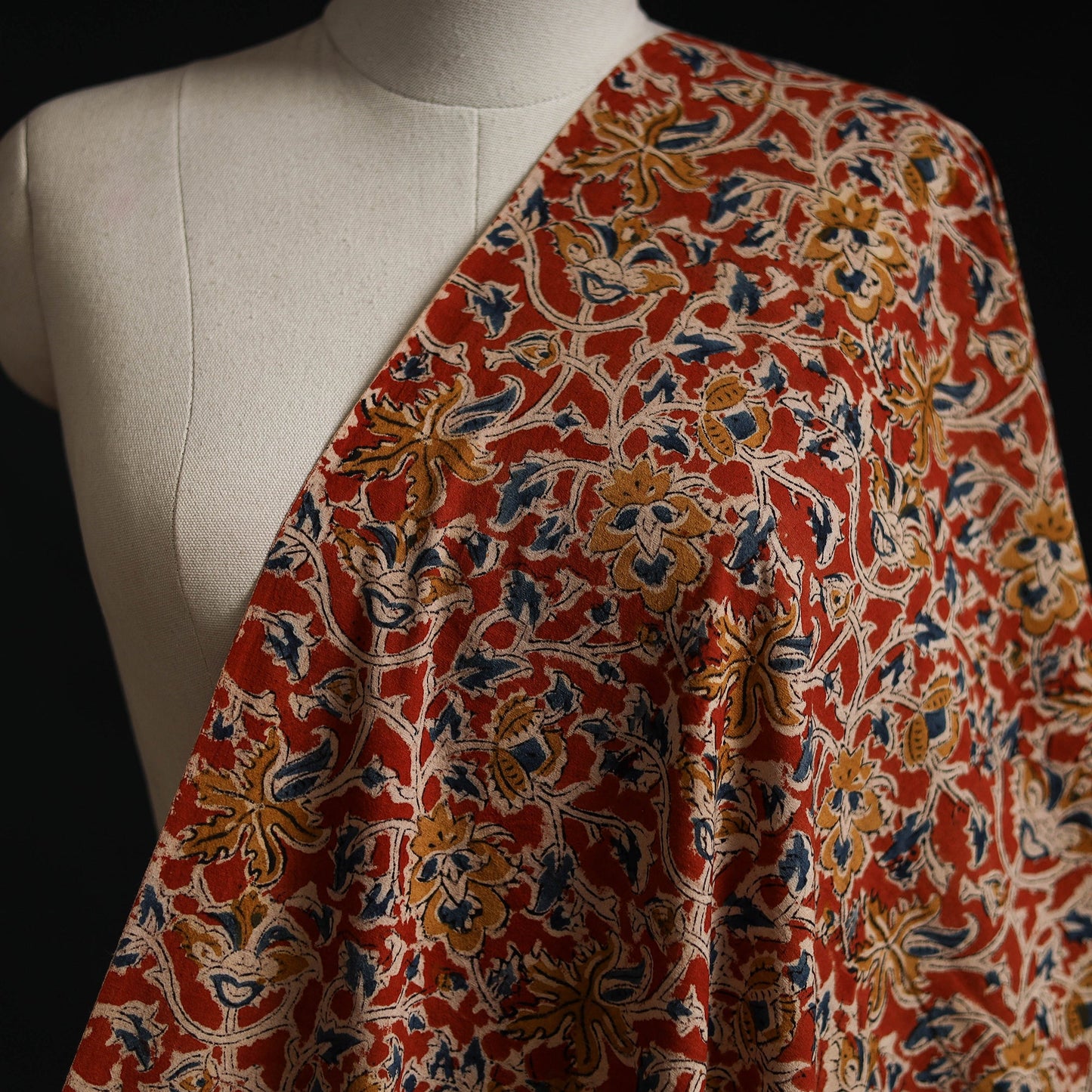 Pedana block print natural dyed cotton kalamkari fabric 07