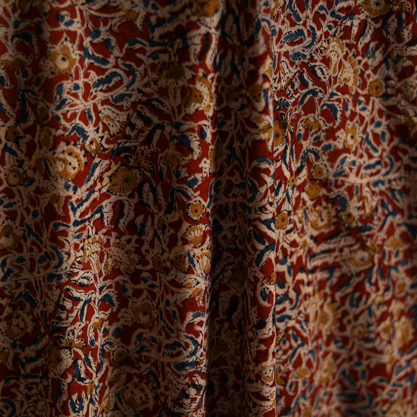 Pedana block print natural dyed cotton kalamkari fabric 08